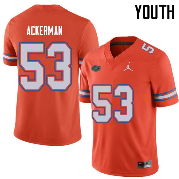 Jordan Brand Youth #53 Brendan Ackerman Florida Gators College Football Jersey Orange